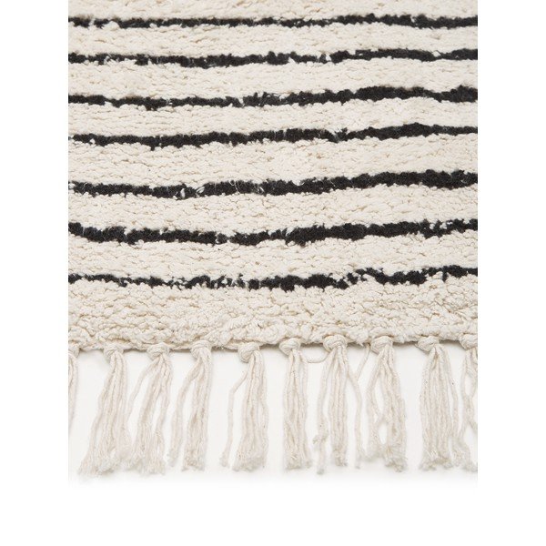 Tappeto in cotone beige e nero tessuto a mano , 80 x 150 cm Fini - Westwing Collection-image-4