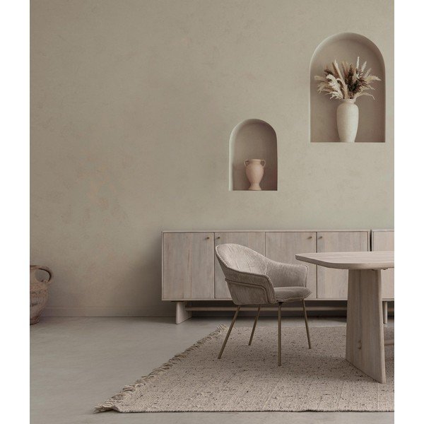 Sedia da pranzo grigio chiaro imbottito con braccioli Cassidy – Bizzotto-image-1