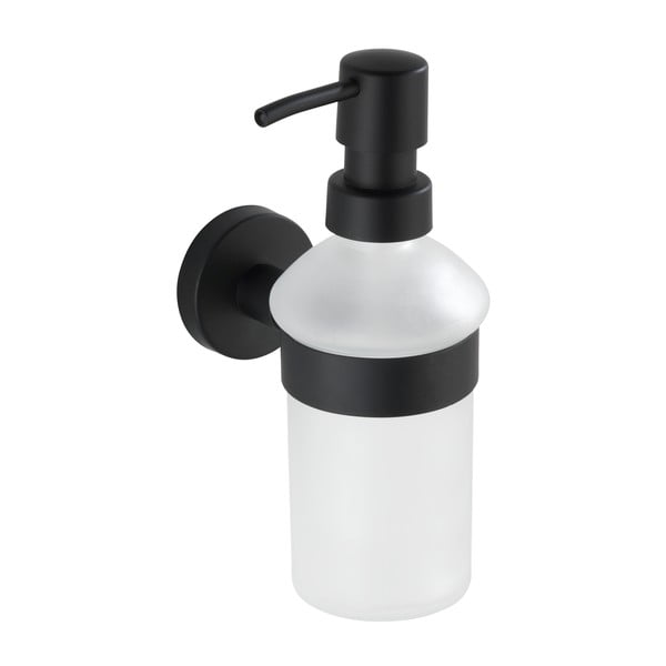 Dispenser di sapone in vetro da parete nero opaco 200 ml Bosio - Wenko-image-2