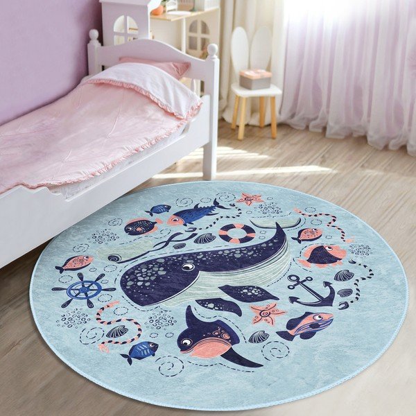 Tappeto blu per bambini ø 120 cm Comfort - Mila Home-image-2