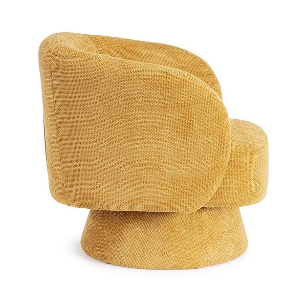 Poltrona color senape girevole con rivestimento in ciniglia Julienne – Bizzotto-image-3