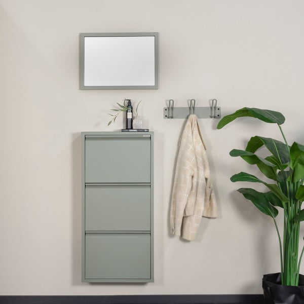Scarpiera verde polveroso in metallo con ante ribaltabili 50x103x15 cm Billy – Spinder Design-image-1