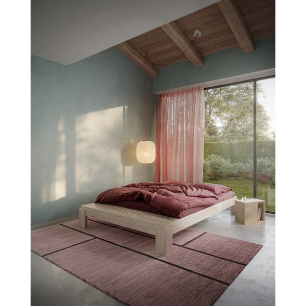 Letto matrimoniale di colore naturale in pino massiccio con rete inclusa 160x200 cm Layers – Karup Design-image-1