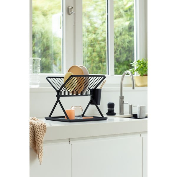 Scolapiatti grigio scuro in metallo a due livelli 37x33 cm - Brabantia-image-1