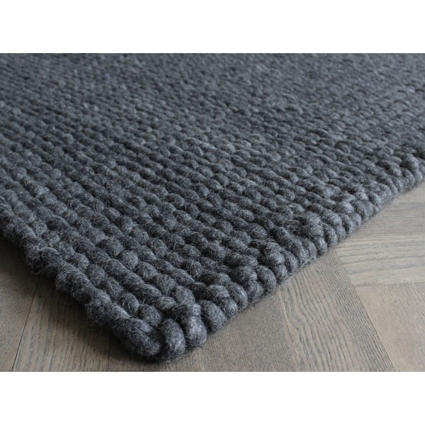 Tappeto in lana intrecciata antracite , 170 x 240 cm Braided Rugs - Wooldot