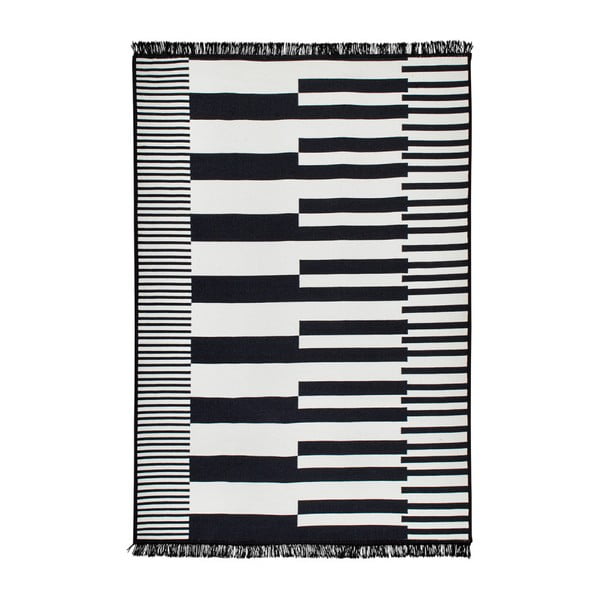 Tappeto bifacciale Klotho in bianco e nero, 140 x 215 cm - Cihan Bilisim Tekstil