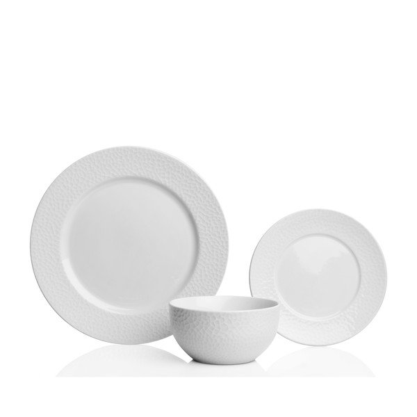 Set di stoviglie bianche da 12 pezzi Hammered - Sabichi