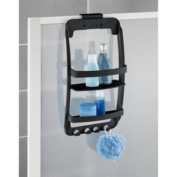 Mensola da bagno da appendere/senza foratura nera in plastica Universal – Wenko-image-1
