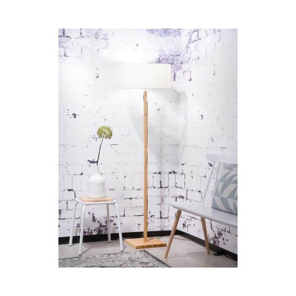 Lampada da terra con paralume bianco e struttura in bambù Fuji - Good&Mojo-image-4