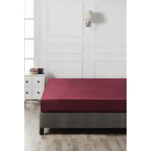 Lenzuolo con angoli burgundi in cotone 140x200 cm – Mijolnir-image-2