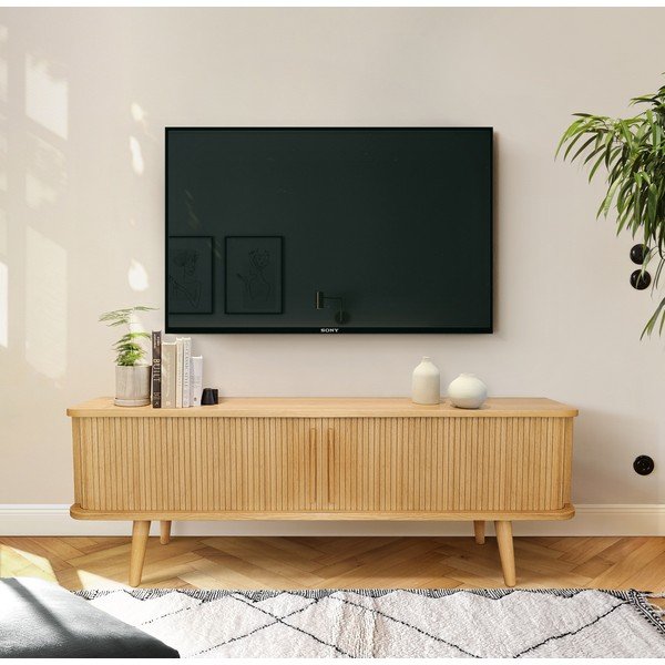 Tavolo TV in rovere di colore naturale 138x50 cm Rove - Woodman-image-1