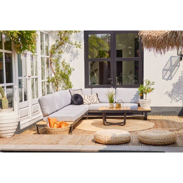 Set da giardino per 5 persone in colore grigio-naturale Vilette - Hartman-image-1