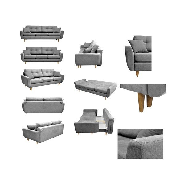 Divano letto grigio con gambe chiare Rose - Mazzini Sofas-image-1