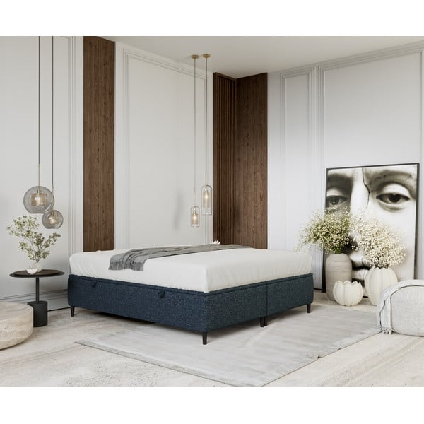 Letto matrimoniale imbottito blu scuro con contenitore 160x200 cm Tate - Maison de Rêve-image-4