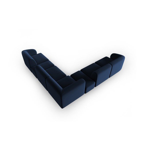 Divano angolare blu con rivestimento in velluto Paolo – Milo Casa-image-3