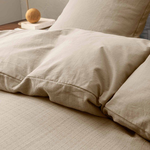 Set copripiumino e federa di colore naturale in cotone per letto matrimoniale 3 pezzi 240x220 cm Clara – douceur d'intérieur-image-1