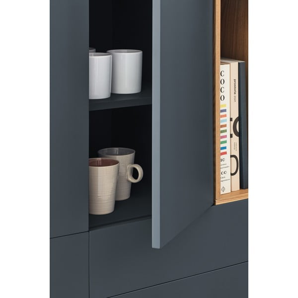 Cassettiera alta grigio scuro 100x120 cm Corvo - Teulat-image-1