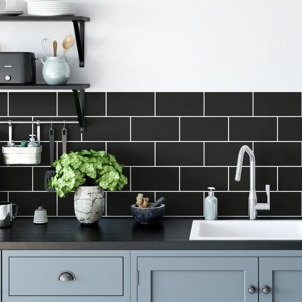 Set di adesivi per piastrelle 30 pezzi 20x10 cm Subway Tiles Black - Ambiance-image-1