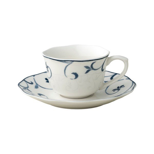 Sada 6 šálků na espresso s podšálky z kostního porcelánu Brandani Ricciolo Di Dama, 70 ml
