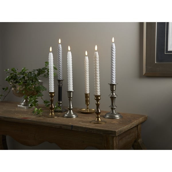 Set di 2 candele LED di cera bianca, altezza 25 cm Flamme Swirl Antique - Star Trading-image-1