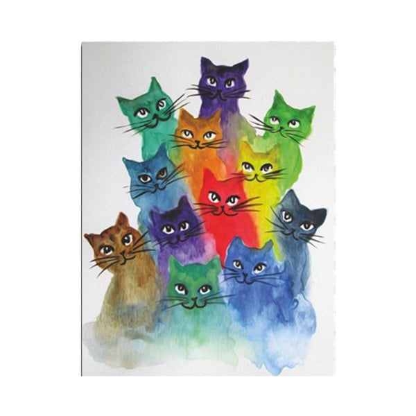 Pittura su tela Happy Cats, 30 x 40 cm - Wallity