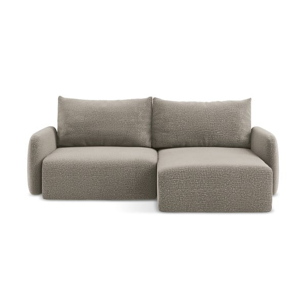 Divano angolare beige allungabile/con contenitore (con penisola a destra) Kalena – Makamii