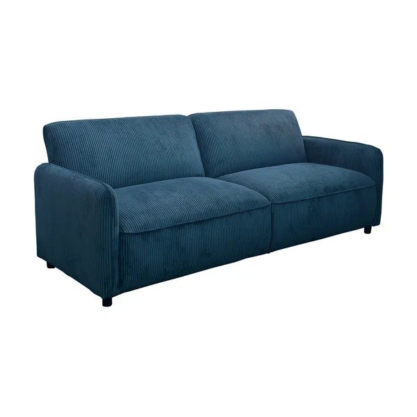 Divano blu reclinabile/allungabile con rivestimento in velluto a coste 209 cm Alicia – Støraa-image-2