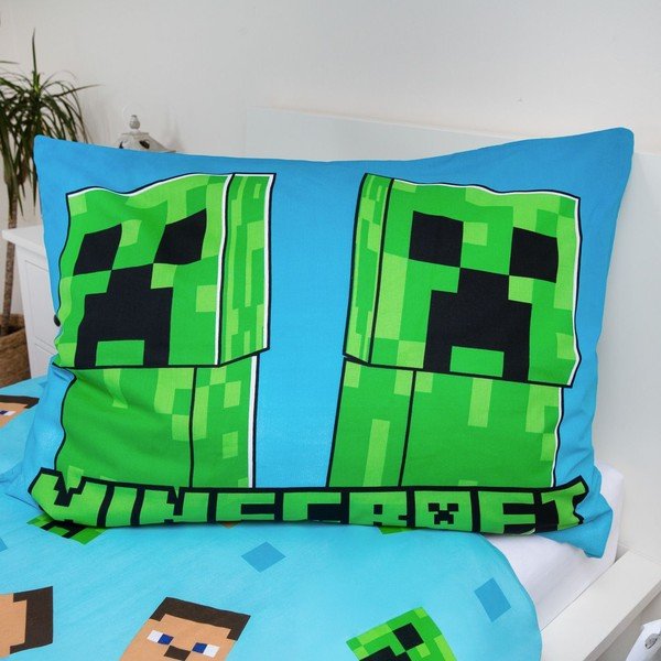 Biancheria da letto per bambini con effetto fosforescente in cotone per letto singolo 140x200 cm Minecraft "Jungle Fight" – Jerry Fabrics-image-3