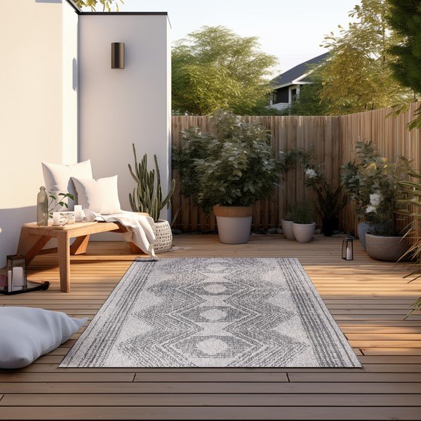 Tappeto da esterno grigio crema 80x150 cm Gemini - Elle Decoration-image-1