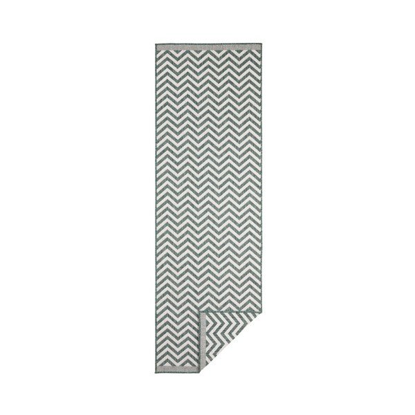 Zeleno-krémový oboustranný vysoce odolný běhoun Bougari Twin Supreme Mismo, 80 x 350 cm