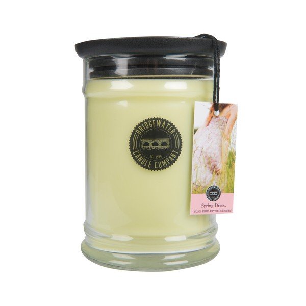 Candela Spring Dress di Bridgewater Candle Company in una scatola di vetro con profumo floreale e di agrumi, durata di combustione 140-160 ore - Bridgewater Candle Company