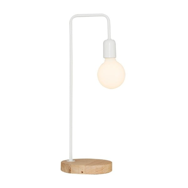 Lampada da tavolo bianca con base in legno Valetta - Homemania Decor