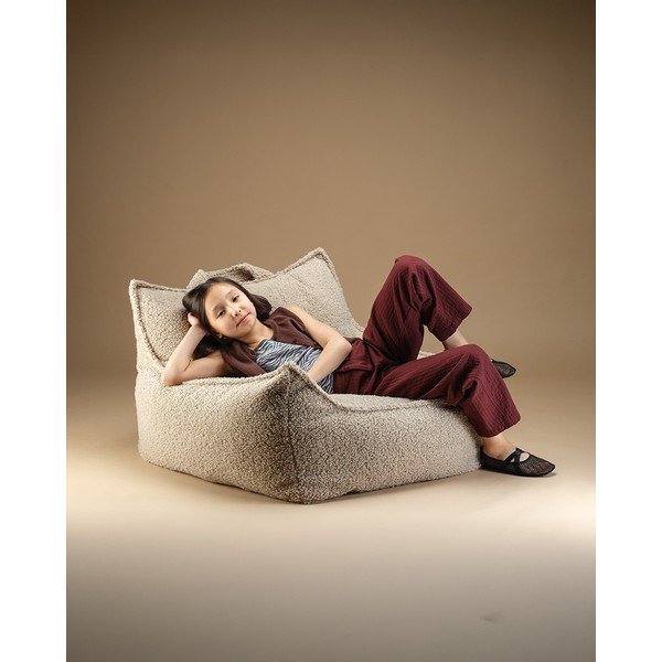 Pouf a sacco per bambini beige con rivestimento in pelliccia sintetica Club – Wigiwama-image-3