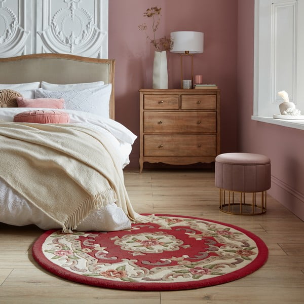 Tappeto rotondo in lana rossa ø 120 cm Aubusson - Flair Rugs-image-1