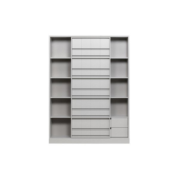 Libreria in legno di pino grigio chiaro con ante scorrevoli 150x200 cm Swing - WOOOD-image-4