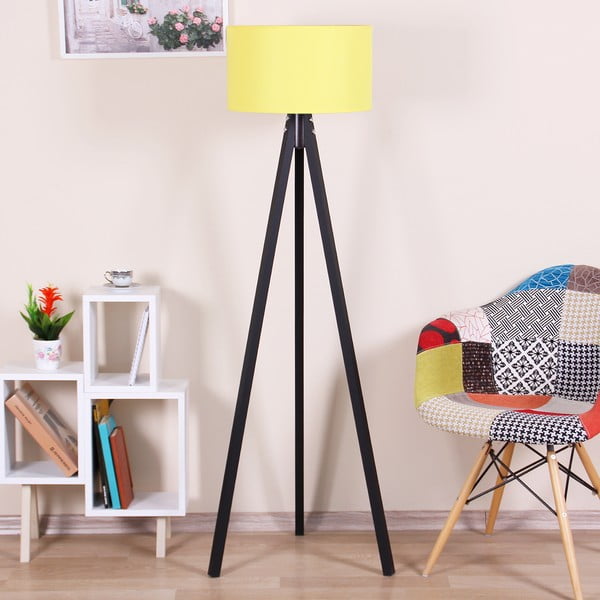 Černá volně stojící lampa s neonově žlutým stínítkem lampa Kate Louise Siyah