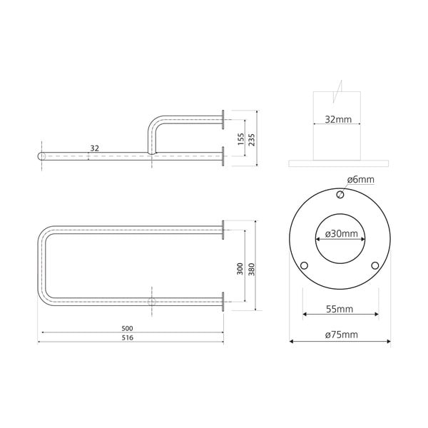 Maniglia a muro in acciaio inox per bagno 52 cm Handicap Right - Sapho-image-2