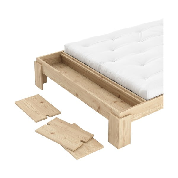 Letto matrimoniale di colore naturale in pino massiccio con rete inclusa 160x200 cm Layers – Karup Design-image-3