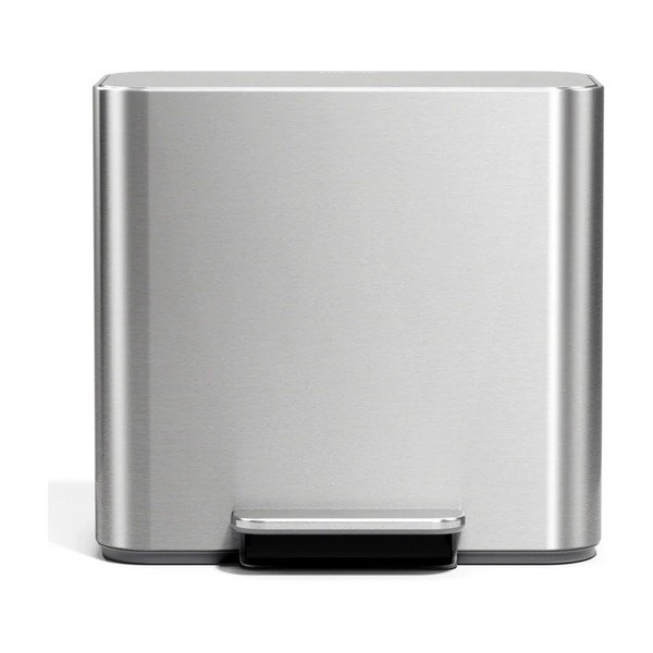 Cestino per la spazzatura color argento opaco in acciaio inox per raccolta differenziata/con pedale 15 l Dual Mini – simplehuman-image-3