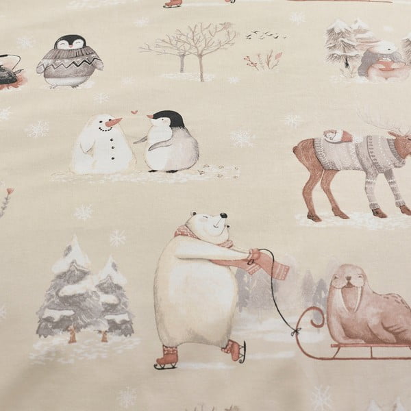 Set copripiumino e federa beige in micropile per letto singolo 135x200 cm Winter Friends – Catherine Lansfield-image-4