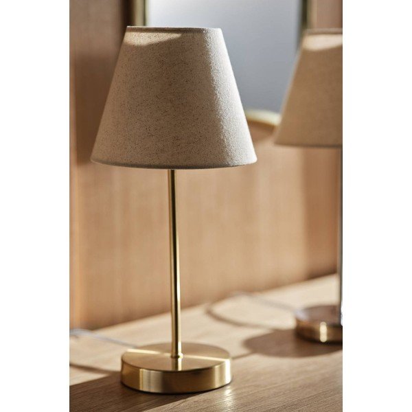 Lampada da tavolo beige/color ottone in tessuto (altezza totale 39 cm) Lasse – Jotex-image-2