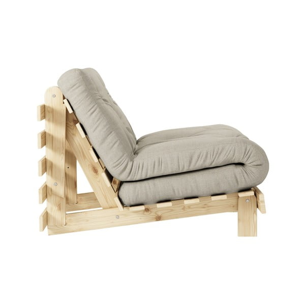 Poltrona greige allungabile con rivestimento in lino Roots – Karup Design-image-4