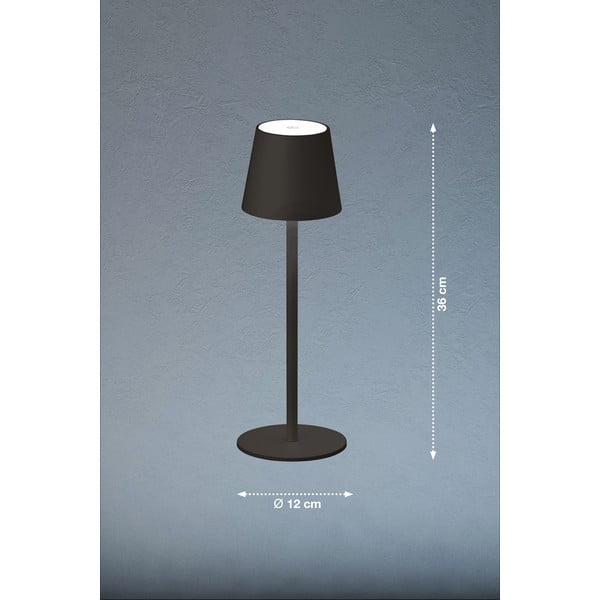 Lampada da tavolo dimmerabile a LED nera con sensore di movimento e paralume in metallo (altezza 38 cm) Tropea - Fischer & Honsel-image-3