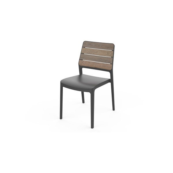 Sedia da esterno grigio scuro/marrone scuro in plastica Deco Porto – Keter-image-2