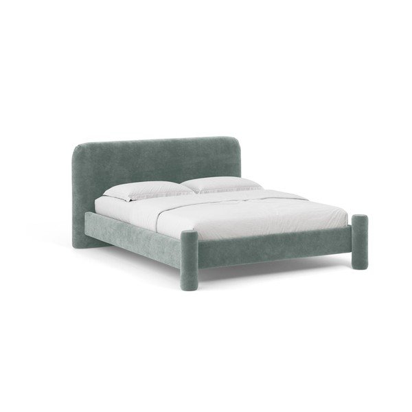 Letto matrimoniale imbottito azzurro con rete inclusa 160x200 cm Vera – Micadoni 