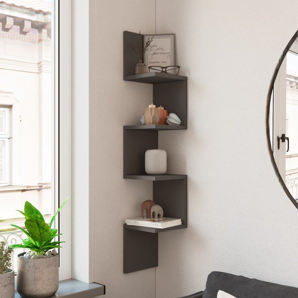 Libreria a parete grigio scuro 22x117 cm Laura - Kalune Design-image-1