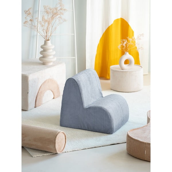 Poltrona per bambini blu con rivestimento in velluto a coste Cloud – Wigiwama-image-4