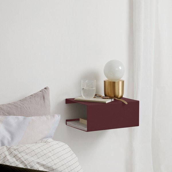 Mensola burgundy in acciaio con ripiani multipli 35 cm – ReCollector-image-1