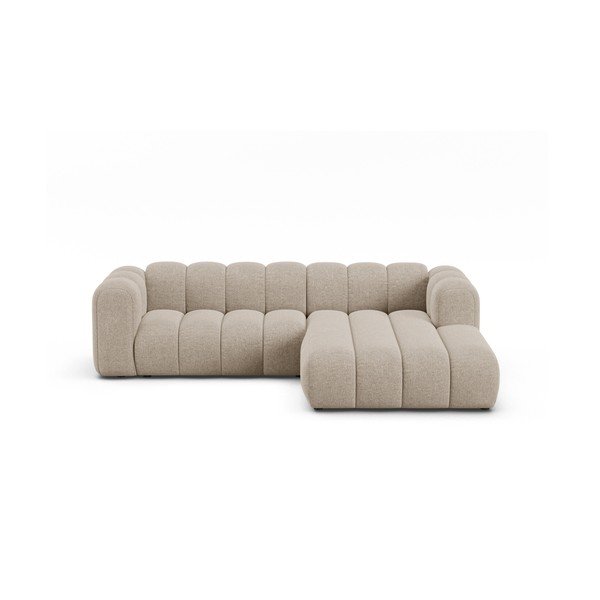 Divano angolare beige (con penisola a destra/con chaise lounge) con rivestimento in ciniglia Lupine – Micadoni 