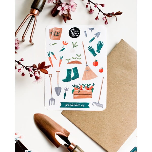 Foglio di adesivi in vinile con motivo Gardener , 10,5 cm x 14,5 cm - Printintin-image-1